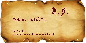 Mokos Jolán névjegykártya