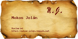 Mokos Jolán névjegykártya